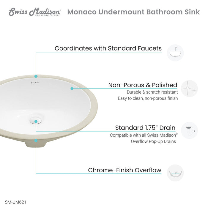 Monaco 18 Oval Under-Mount Bathroom Sink