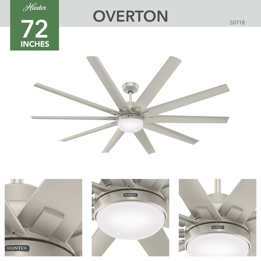 Hunter Fans - Overton Outdoor with LED Light 72 inch | Matte Nickel - Matte Nickel | Item 50718
