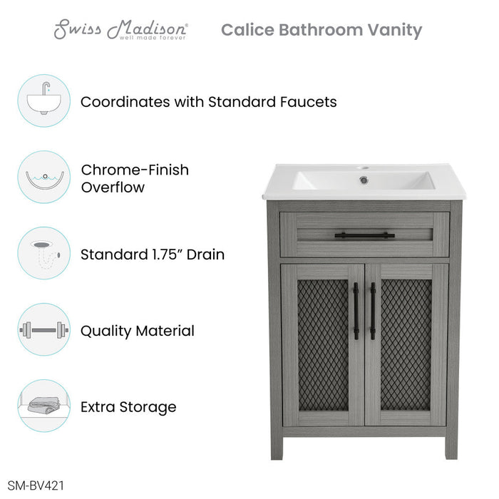 Calice 24" Bathroom Vanity in Carbon Grey