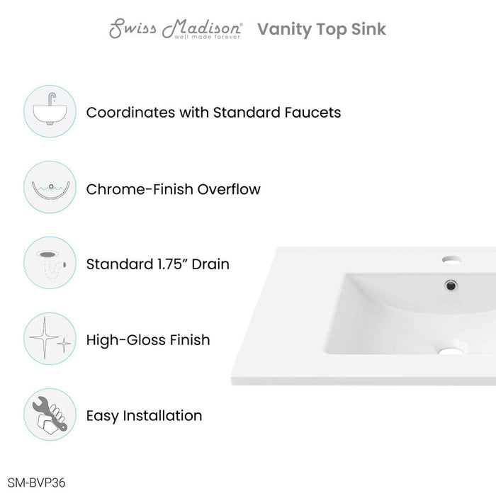 36 Ceramic Vanity Sink Top