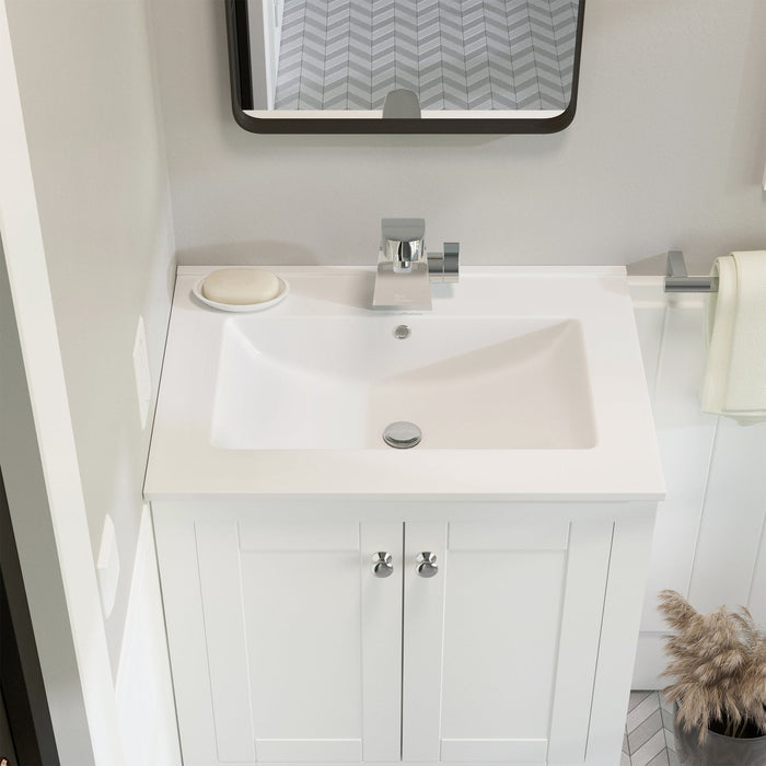 24" Vanity Top Bathroom Sink (Glossy White)
