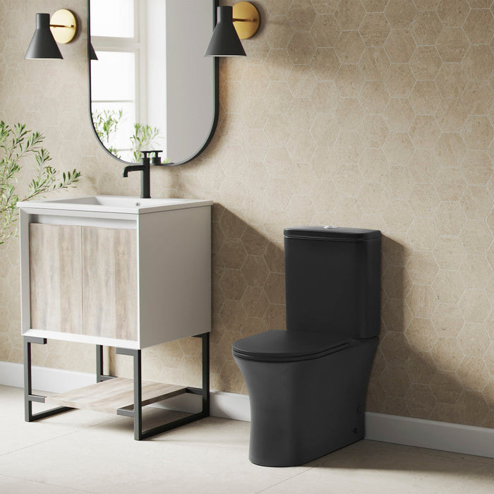 Calice Two-Piece Elongated Rear Outlet Toilet Dual-Flush 0.8/1.28 gpf in Matte Black