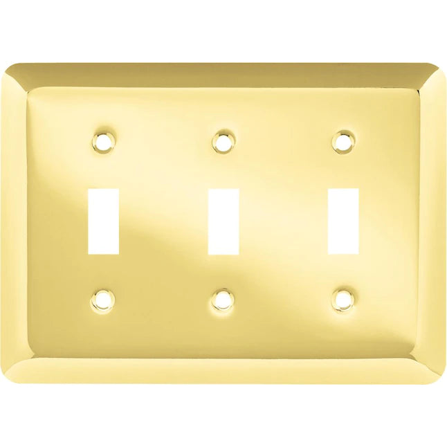 Style Selections  Stamped Round 3-Gang Standard Toggle Wall Plate, Polished Brass