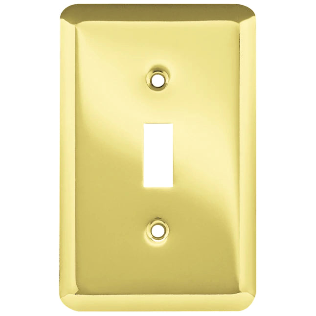Style Selections  Stamped Round 1-Gang Standard Toggle Wall Plate, Polished Brass