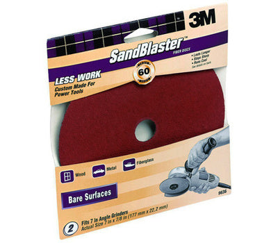3M 9636 Sand Blaster 7 Inch Medium 60 Grit Fiber Disc For Bare Surfaces Pack Of 2