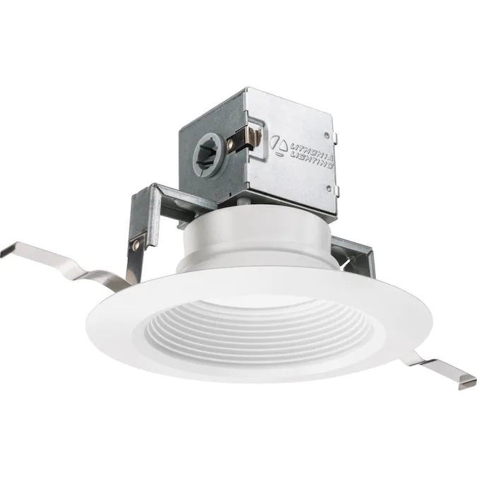Lithonia Lighting OneUp Matte White 6-in 850-Lumen Warm White Round Dimmable LED Canless Recessed Downlight