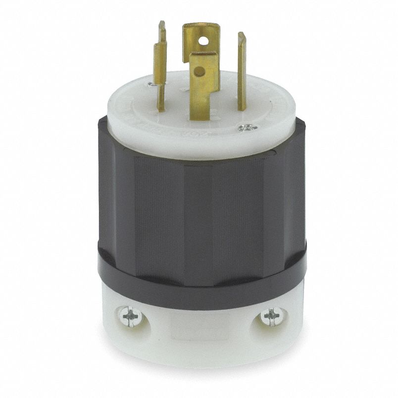 20AA Industrial Locking Plug, Black, White; NEMA Configuration: L15-20P