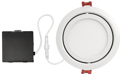 Globe Led Integrated Ultra Slim Recessed Lighting Kit, Adjustable Gimbal, White, 4-in.