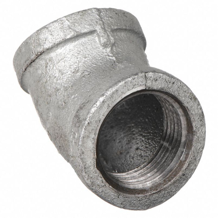 45° Elbow: Malleable Iron, 2 in x 2 in Fitting Pipe Size, NPT x NPT, Class 150