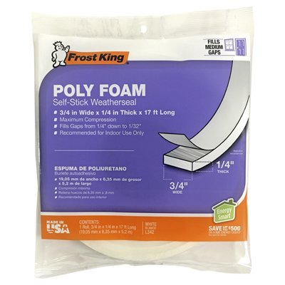 FROST KING Poly Foam Weatherseal Tape, 3/8w X 1/4-in. T X 17-ft.