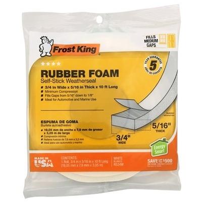 FROST KING Rubber Foam Weatherseal Tape, 3/4w X 5/16-in. T X 10-ft.