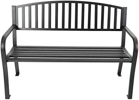 Style Selections 50-in W x 34.25-in H Black Steel Garden Bench