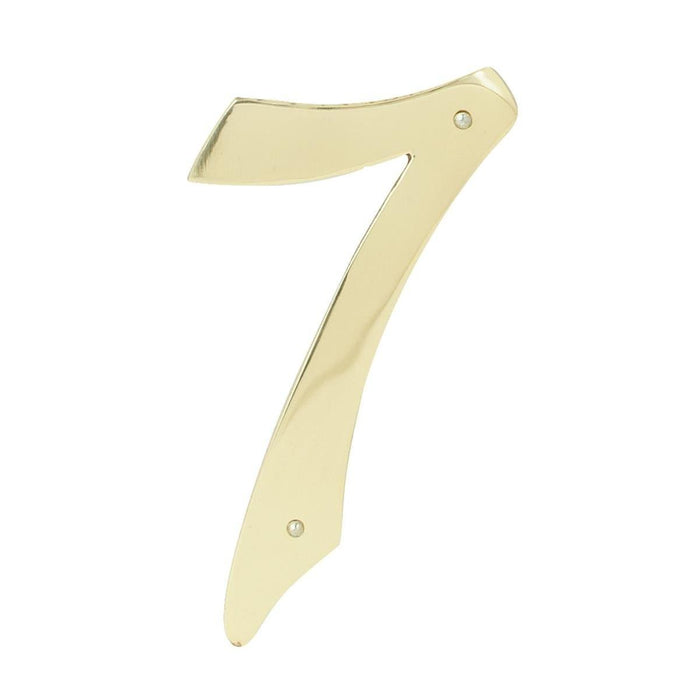Hy-ko 4 In. Polished Brass House Number Seven 7