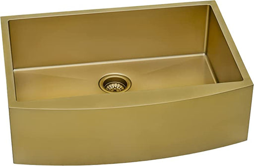 Ruvati Brass Tone 33-inch Apron-Front Farmhouse Kitchen Sink - Matte Gold Stainless Steel Single Bowl - RVH9733GG