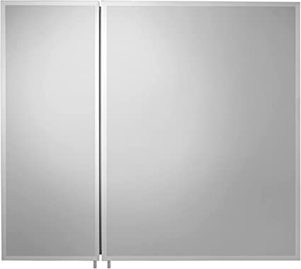 Croydex Halton 26-Inch x 30-Inch Bi-View Recessed or Surface Mount Medicine Cabinet with Hang 'N' Lock Fitting System, Aluminum