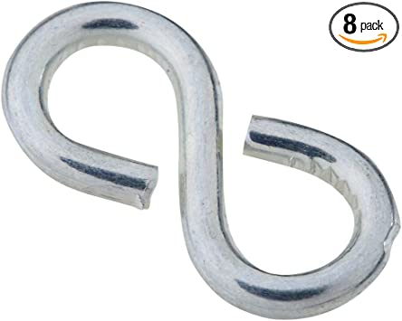 National Hardware N121-434 V2072 Closed S Hooks in Zinc plated, 8 pack 7/8" 2,2cm
