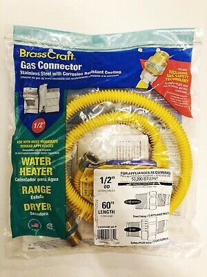 1/2" Brass Craft Water Heater,  Range, Dryer - 60"