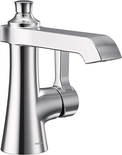 Moen Flara 1.2 GPM Single Hole Bathroom Faucet with Pop-Up Drain Assembly and Duralast Cartridge