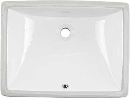 18" x 13" Inside Dimension White Rectangular Porcelain Undermount Lavatory Bathroom Sink