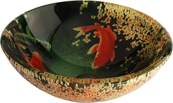 Koi and Lilies Glass Vessel Sink