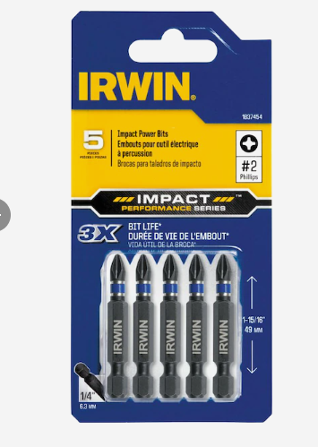 IRWIN 5-Piece 1/4-in x 1-15/16-in Phillips Impact Driver Bit
