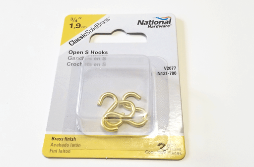 National Hardware Gold Solid Brass 3/4 in. L Open S-Hook 5 lb 3 pk