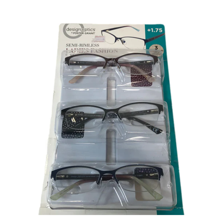 As is Design Optics by Foster Grant Reading Glasses 3-Pack +2.00