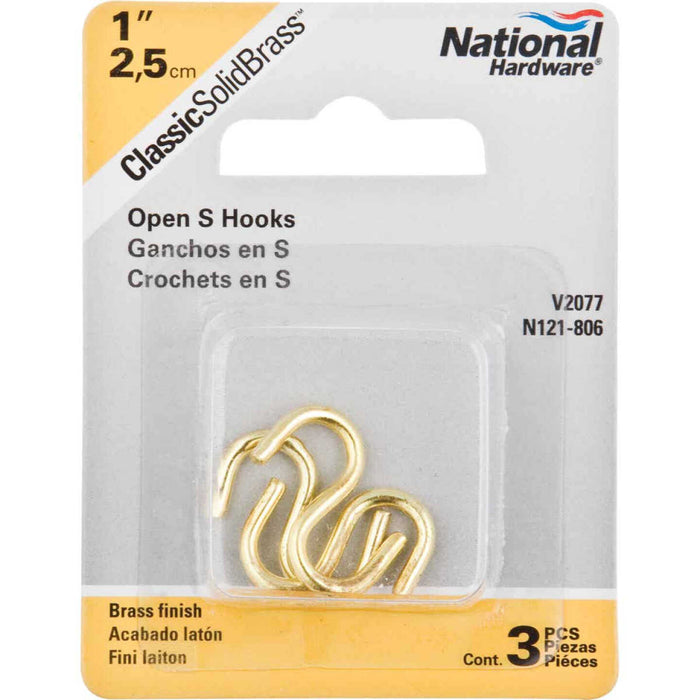 National Hardware 1 In. Brass Open S Hook