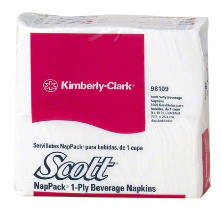 Scott 1/4 Fold Beverage Napkin - White, 9" x 10"
