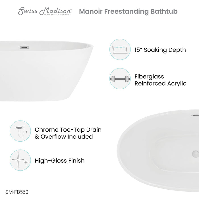 Swiss Madison Manoir 60" Freestanding Bathtub | SM-FB560