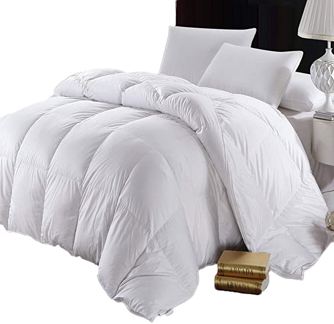 Twin/Twin-XL Size Down-Comforter 500-Thread-Count Down Comforter 100 Percent Cotton 500 TC - 750FP - 40Oz - Solid White