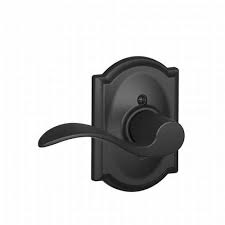 SCHLAGE Accent Lever with Camelot Trim Non-Turning Lock in Matte Black - Left Handed