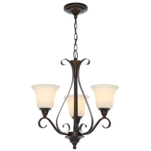 Hampton Bay Westwood 3-Light Oil Rubbed Bronze Chandelier with Frosted White Glass Shade
