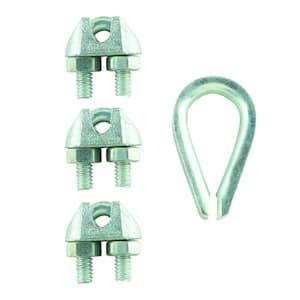 Lehigh Clamp & Thimble Set 1/16" wire rope cable