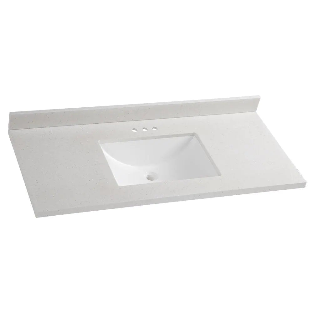 Glacier Bay 49 in. W x 22 in. D Solid Surface Vanity Top in Titanium with White Sink