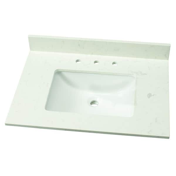 Home Decorators Collection 31 in. W Engineered Marble Single Vanity Top in Vanilla Sky with White Sink