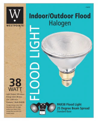 WESTPOINTE Indoor/Outdoor Flood Halogen bulb, 38-Watts, 520 Lumens,