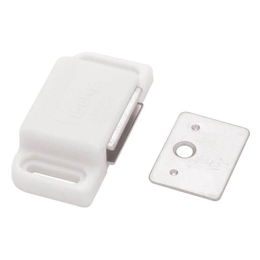 2 in. White Magnetic Door Catch with Strike