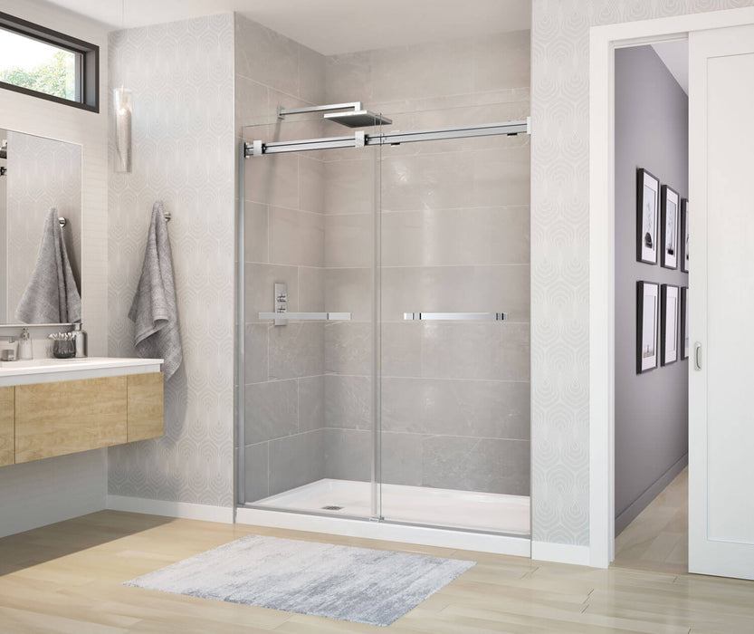MAAX  Duel 56-in to 58-1/2-in W x 74-in H Frameless Sliding Chrome Alcove Shower Door (Clear Glass)