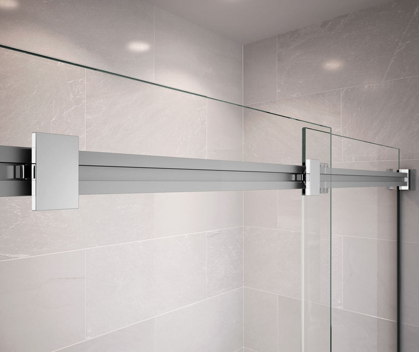 MAAX  Duel 56-in to 58-1/2-in W x 74-in H Frameless Sliding Chrome Alcove Shower Door (Clear Glass)
