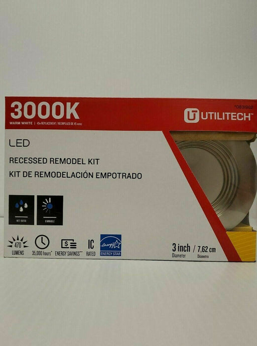 Utilitech 45-Watt Equivalent 3" Nickel Dimmable LED Recessed Retrofit Downlight