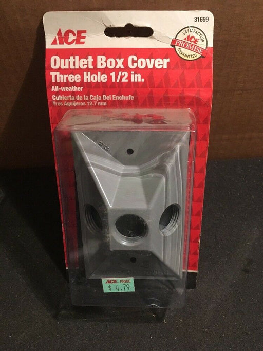 ACE Outlet Box Cover, 3 Holes 1/2", All-Weather, Metal (31659)