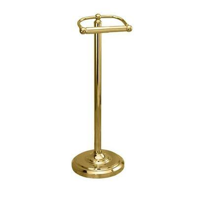 Bathroom Double Post Toilet Paper Holder Tissue Stand Pedestal Polished Brass