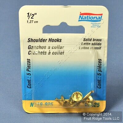 National Hardware N119-925 Shoulder Hooks 1/2 Inch Solid Brass 5 Pack