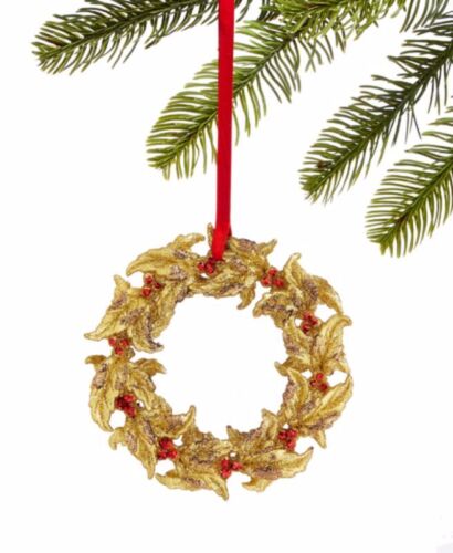 Holiday Lane Renaissance Angel Gold Tone Wreath Christmas Tree Ornament, 5”