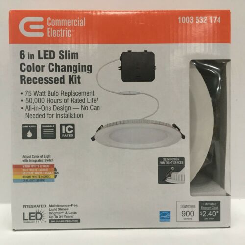 Commercial Electric 6" 75W Dimmable LED Slim Color Changing Recessed Kit