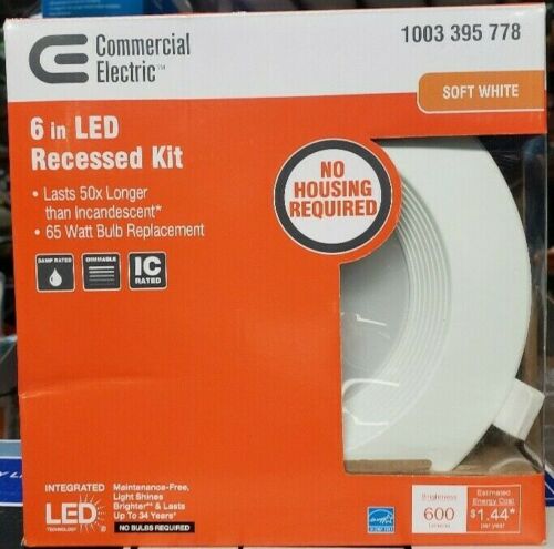 Commercial electric 6 in recessed led light white kit G1TP120RT6T30 NEW