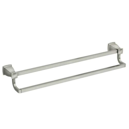 MOEN hensley 24 in. double towel bar with press and mark in brushed nickel