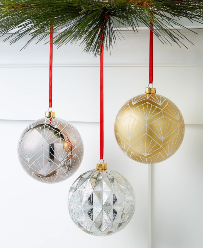 Holiday Lane Gold & Silver Shatterproof Christmas Balls Ornaments, Set Of 3