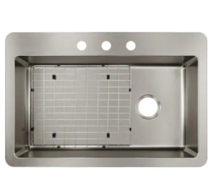 Elkay Avenue Drop-in/Undermount Stainless Steel 33 in. Single Bowl Kitchen Sink with Bottom Grid